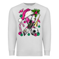 Dove Grey Pink Christmas Breast Cancer Ribbon Soccer Premium Sweatshirt - BundleAndBundleShop