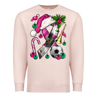 Pale Pink Pink Christmas Breast Cancer Ribbon Soccer Premium Sweatshirt - BundleAndBundleShop