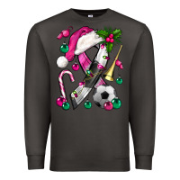 Smoke Pink Christmas Breast Cancer Ribbon Soccer Premium Sweatshirt - BundleAndBundleShop