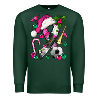 Sports Green Pink Christmas Breast Cancer Ribbon Soccer Premium Sweatshirt - BundleAndBundleShop