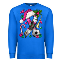 True Royal Pink Christmas Breast Cancer Ribbon Soccer Premium Sweatshirt - BundleAndBundleShop