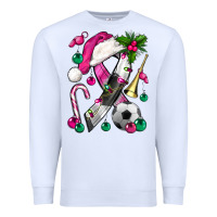 White Pink Christmas Breast Cancer Ribbon Soccer Premium Sweatshirt - BundleAndBundleShop