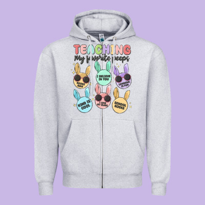 Teahing My Favorite Peeps Zipper Hoodie Designed By Maliassmallbusiness