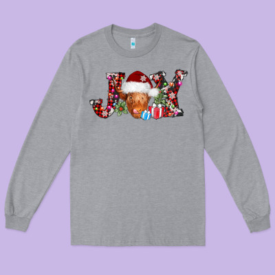 Joy Christmas Heifer Long Sleeve Tee Designed By Adodesignshop