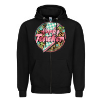 Black happy teacher lighting bolt Zipper Hoodie - MaliasSmallBusiness