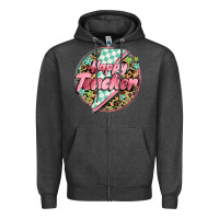 Charcoal Heather happy teacher lighting bolt Zipper Hoodie - MaliasSmallBusiness