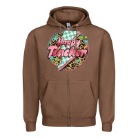 Chestnut happy teacher lighting bolt Zipper Hoodie - MaliasSmallBusiness
