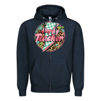 Navy happy teacher lighting bolt Zipper Hoodie - MaliasSmallBusiness