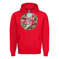 Red happy teacher lighting bolt Zipper Hoodie - MaliasSmallBusiness