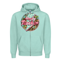 Seafoam happy teacher lighting bolt Zipper Hoodie - MaliasSmallBusiness