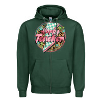 Sports Green happy teacher lighting bolt Zipper Hoodie - MaliasSmallBusiness