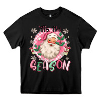 Black pink santa 'tis the season Heavy Core Tee - MaliasSmallBusiness
