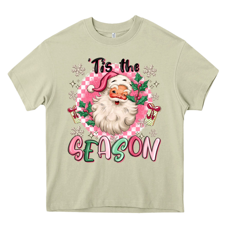 Pink Santa 'tis The Season Heavy Core Tee by MaliasSmallBusiness | Teevron