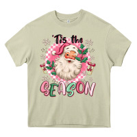 Mossy pink santa 'tis the season Heavy Core Tee - MaliasSmallBusiness