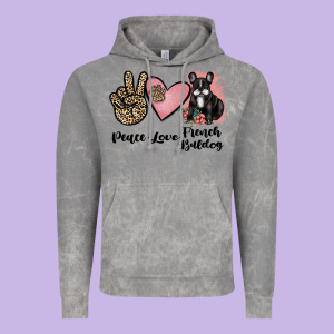 Peace Love French Bulldog Vintage Hoodie Designed By Jahusdesignshop