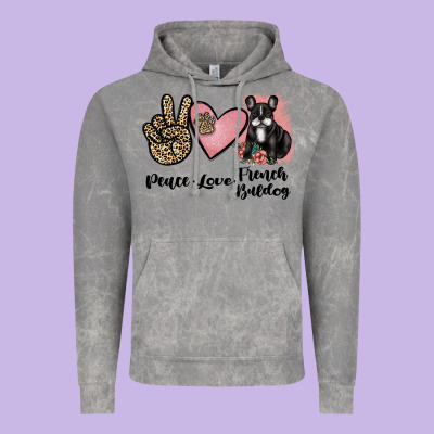 Peace Love French Bulldog Vintage Hoodie Designed By Jahusdesignshop