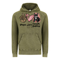 Vintage Olive peace love french bulldog Vintage Hoodie - JahusDesignShop