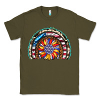 Army Green sunflower american flag leopard gemstone cowhide rainbow Classic Tee - Artiststas