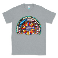 Heather Grey sunflower american flag leopard gemstone cowhide rainbow Classic Tee - Artiststas