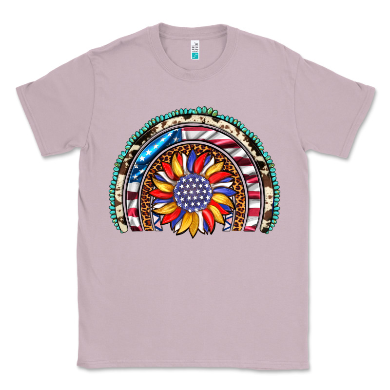Sunflower American Flag Leopard Gemstone Cowhide Rainbow Classic Tee by Artiststas | Teevron