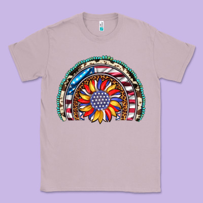 Sunflower American Flag Leopard Gemstone Cowhide Rainbow Classic Tee Designed By Artiststas