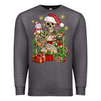 Charcoal Heather Skeleton Christmas Element Snowman Awda Premium Sweatshirt - BundleAndBundleShop