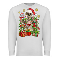 Dove Grey Skeleton Christmas Element Snowman Awda Premium Sweatshirt - BundleAndBundleShop
