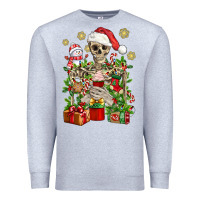 Heather Grey Skeleton Christmas Element Snowman Awda Premium Sweatshirt - BundleAndBundleShop
