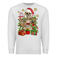 Oatmeal Heather Skeleton Christmas Element Snowman Awda Premium Sweatshirt - BundleAndBundleShop