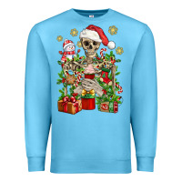 Ocean Blue Skeleton Christmas Element Snowman Awda Premium Sweatshirt - BundleAndBundleShop
