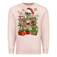 Pale Pink Skeleton Christmas Element Snowman Awda Premium Sweatshirt - BundleAndBundleShop