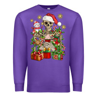 Purple Skeleton Christmas Element Snowman Awda Premium Sweatshirt - BundleAndBundleShop