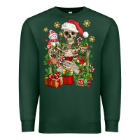 Sports Green Skeleton Christmas Element Snowman Awda Premium Sweatshirt - BundleAndBundleShop