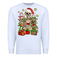 White Skeleton Christmas Element Snowman Awda Premium Sweatshirt - BundleAndBundleShop