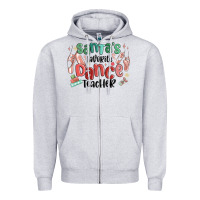 Heather Grey santa's favorite dance teacher Zipper Hoodie - MaliasSmallBusiness