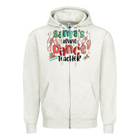 Oatmeal Heather santa's favorite dance teacher Zipper Hoodie - MaliasSmallBusiness