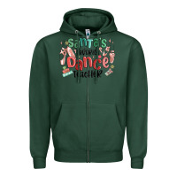 Sports Green santa's favorite dance teacher Zipper Hoodie - MaliasSmallBusiness