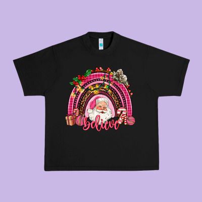 Pink Christmas Believe  Rainbow Urban Heavy Tee Designed By Adodesignshop
