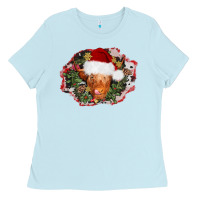 Baby Blue christmas heifer Ladies Tee - AdoDesignShop