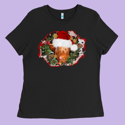 Christmas Heifer Ladies Tee Designed By Adodesignshop