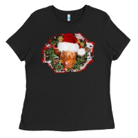 Black christmas heifer Ladies Tee - AdoDesignShop