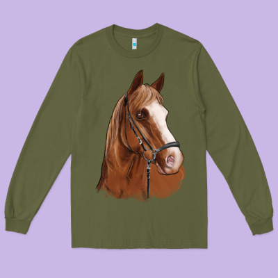Horse Portrait Long Sleeve Tee Designed By Artiststas