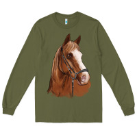 Army Green horse portrait Long Sleeve Tee - Artiststas