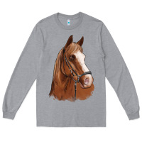 Heather Grey horse portrait Long Sleeve Tee - Artiststas