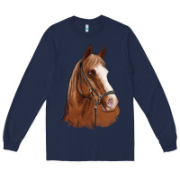 Navy horse portrait Long Sleeve Tee - Artiststas