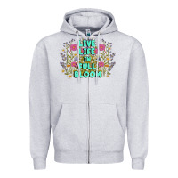 Heather Grey live life in full bloom Zipper Hoodie - MaliasSmallBusiness