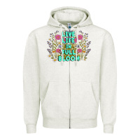 Oatmeal Heather live life in full bloom Zipper Hoodie - MaliasSmallBusiness