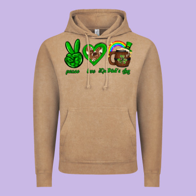 Peace Love Luck St. Patrick's Day Vintage Hoodie Designed By Neo Western