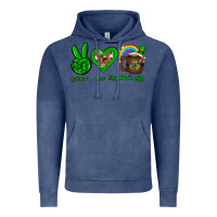 Vintage Denim Peace love luck St. Patrick's Day Vintage Hoodie - Neo Western
