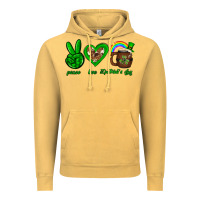 Vintage Mustard Peace love luck St. Patrick's Day Vintage Hoodie - Neo Western